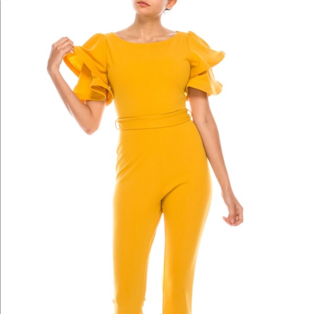 Lovely Yellow Jumpsuit with Belt !!!!
